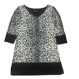 Eva Varro Womens Cheetah Black & Gray 3/4 Sleeve Tunic Top Size Medium